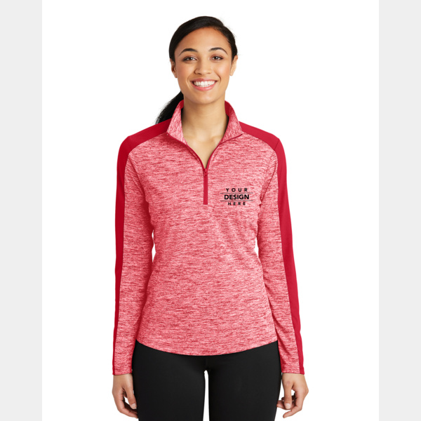 Ladies PosiCharge ® Electric Heather Colorblock 1/4 Zip Pullover Thumbnail